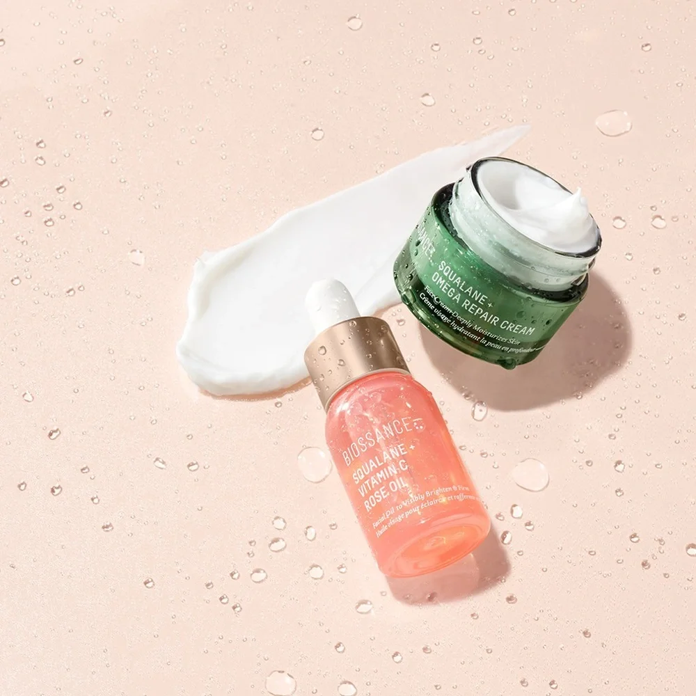Biossance - The Hydration Hits | Squalane + Omega Repair Cream & Vit. C Rose Oil
